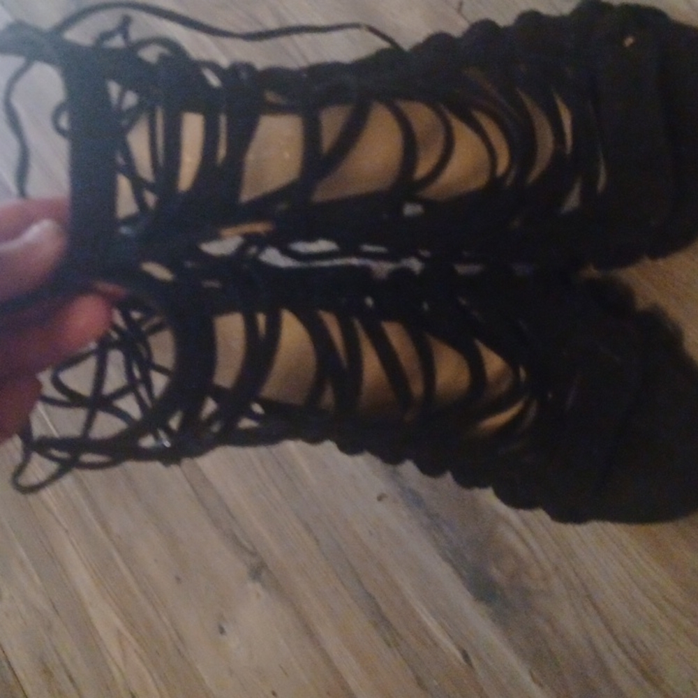 Black lace up heels.